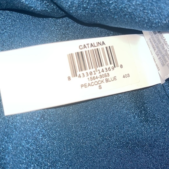 Dress The Population Catalina Fit & Flare Skater V-Neck Dress Peacock Blue Small - Picture 11 of 11